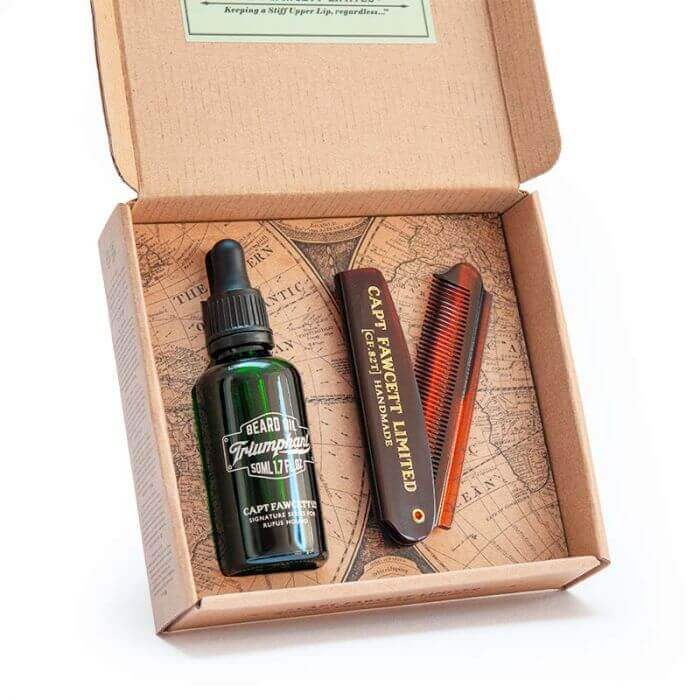 Barzdos priežiūros rinkinys su barzdos aliejumi ir šukomis
