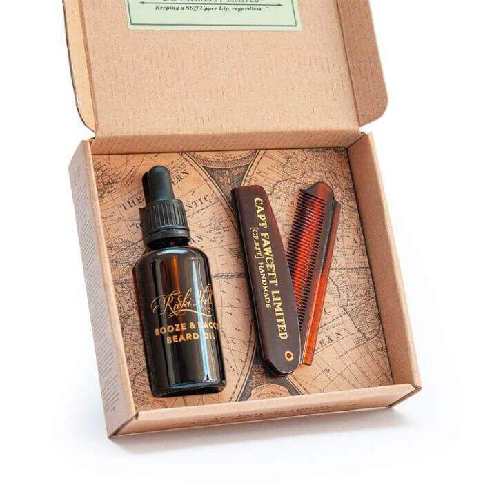 Barzdos priežiūros rinkinys su barzdos aliejumi ir šukomis