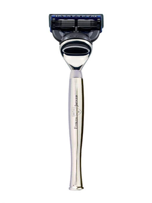 Edwin Jagger Chrome Fusion skustuvas tai kokybiškas skustuvas su tikra Gillette Fusion PROGLIDE® skustuvo galvute.