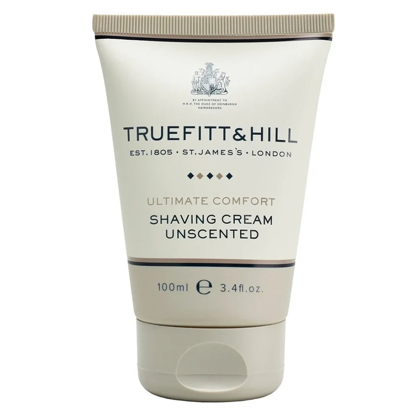 Truefitt & Hill Ultimate Comfort bekvapis skutimosi kremas jautriai odai, 100 ml tūbelė.