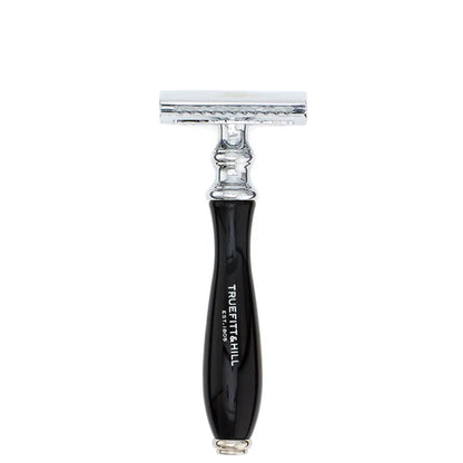 Truefitt & Hill Wellington Double Edge saugus skustuvas su juodo poliruoto juodmedžio imitacijos rankena